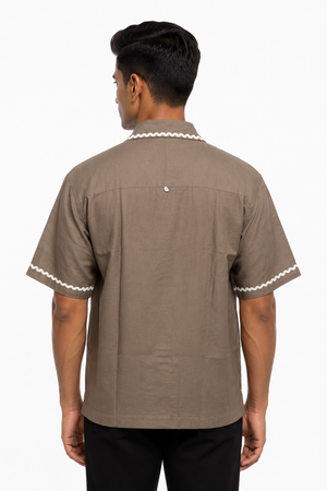 Brown Embroidery Shirt