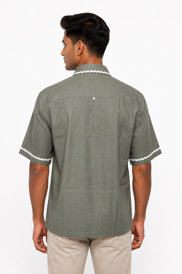Olive Green Embroidery Shirt