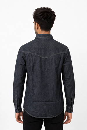 Black Baggy Denim Shirt