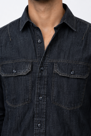 Black Baggy Denim Shirt