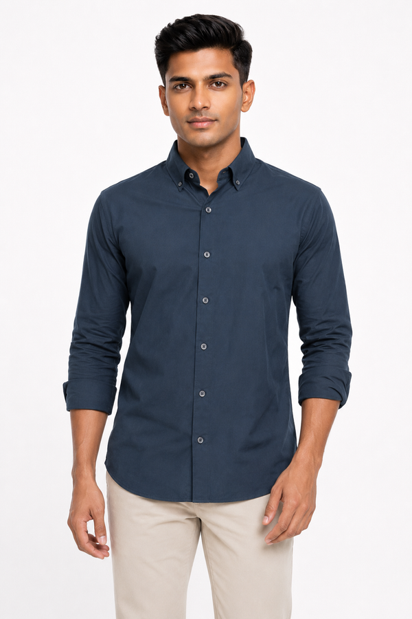 Steel Blue Plain Shirt