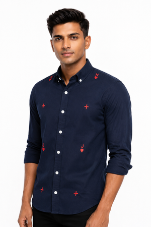 Navy Blue Embroidery Shirt