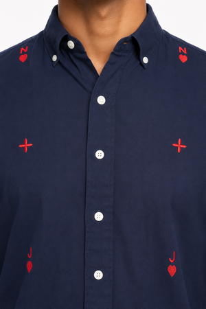 Navy Blue Embroidery Shirt