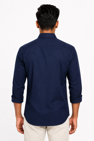 Navy Blue Embroidery Shirt