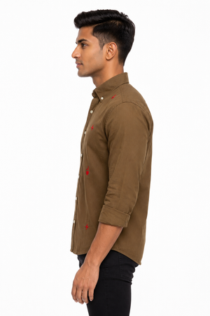 Brown Embroidery Shirt