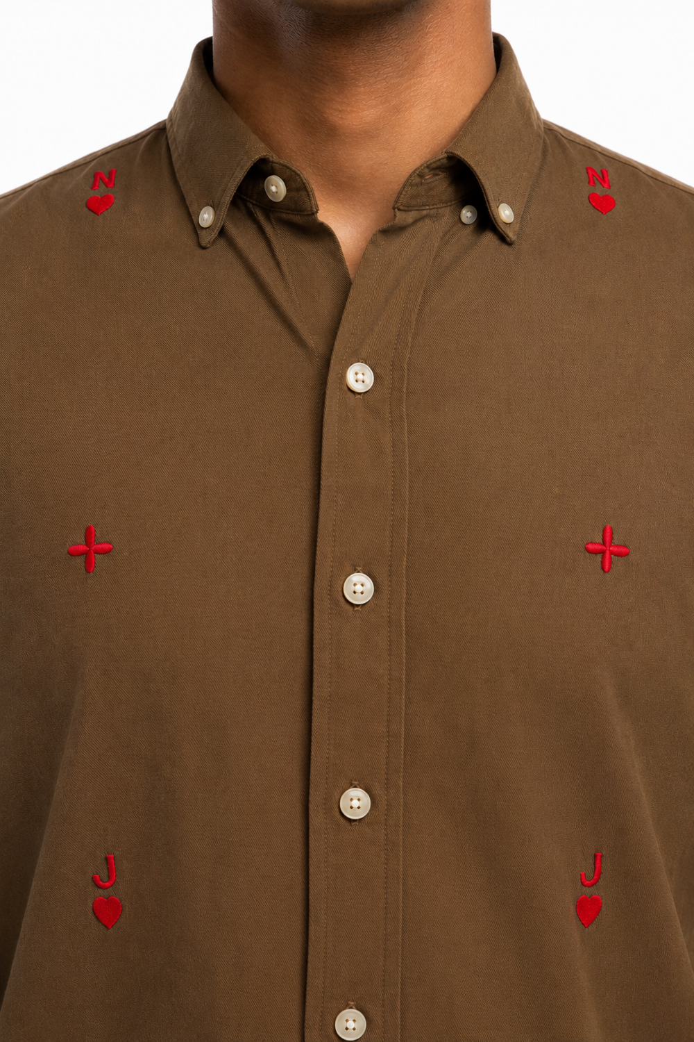 Brown Embroidery Shirt