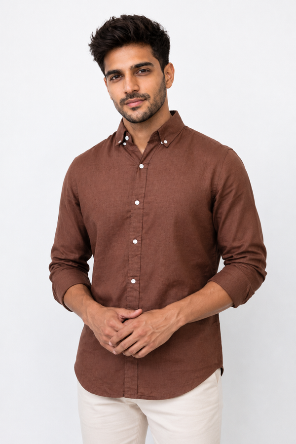 Dark Brown Linen Shirt