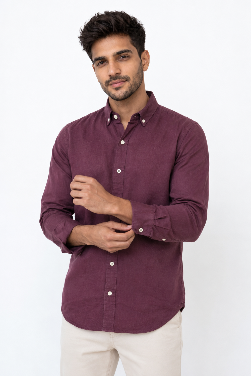 Maroon Linen Shirt