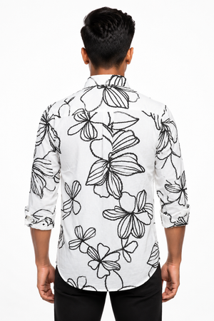 White Floral Printed Shirt