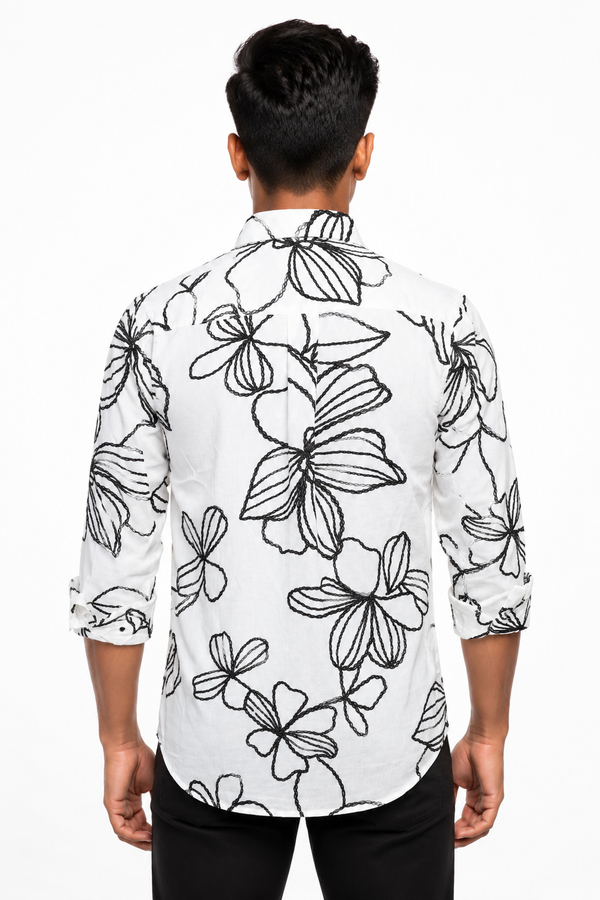 White Floral Printed Shirt