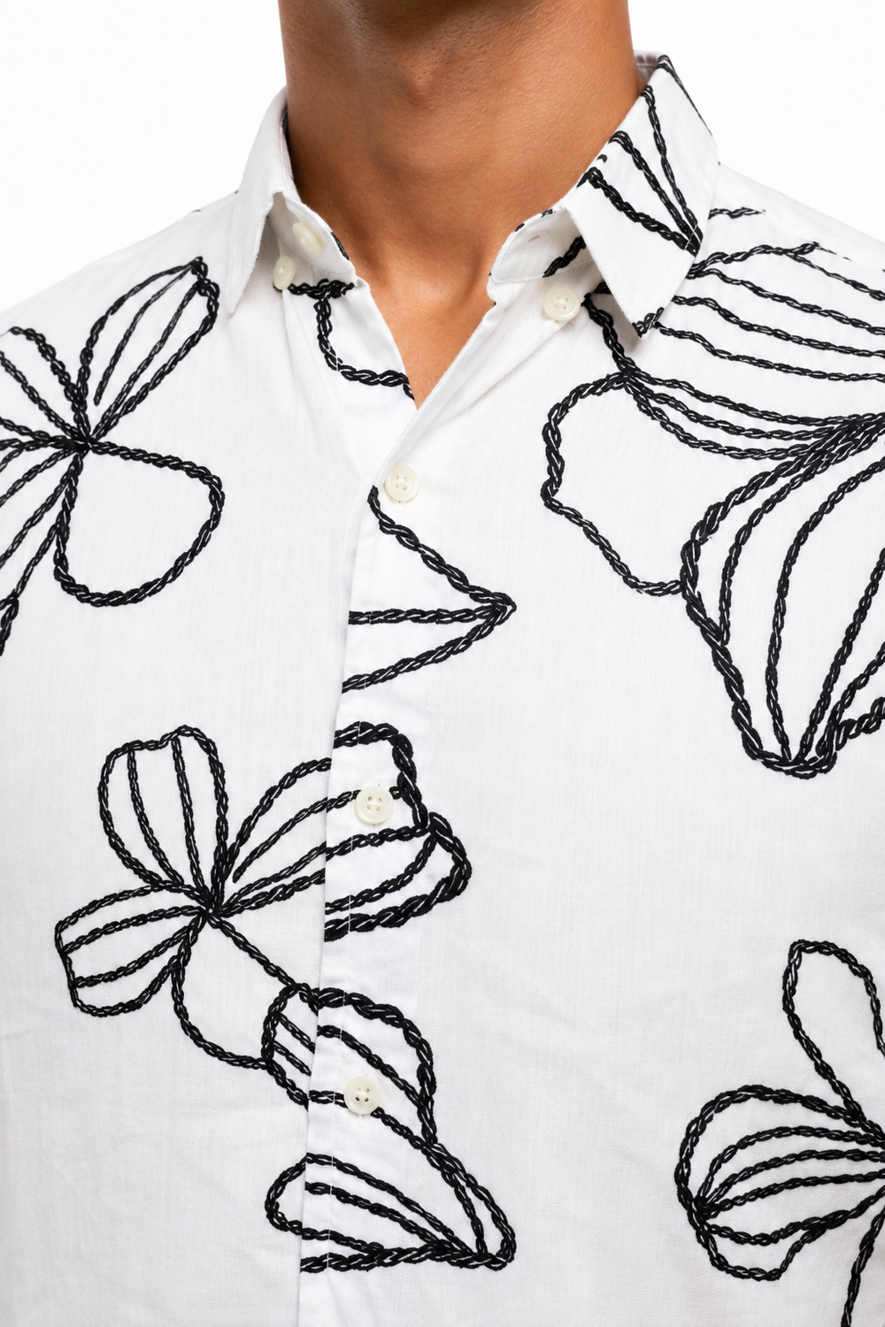 White Floral Printed Shirt