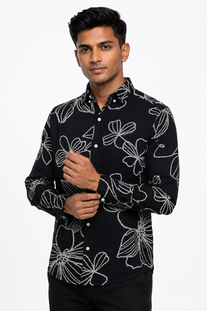 Black Floral Printed Shirt