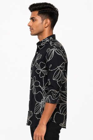 Black Floral Printed Shirt