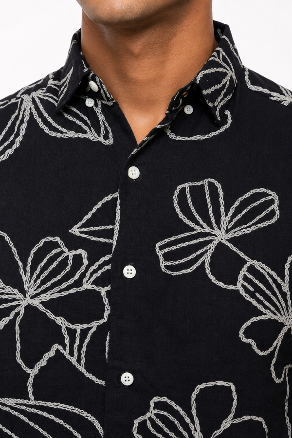 Black Floral Printed Shirt