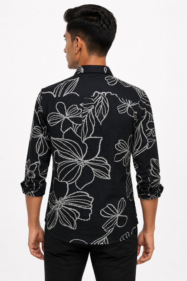 Black Floral Printed Shirt