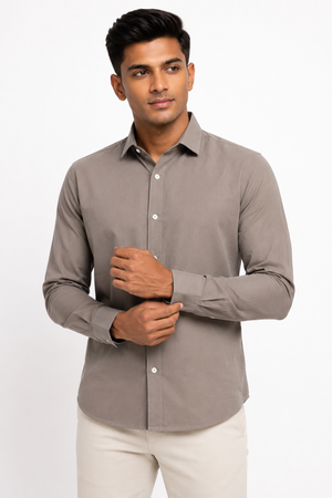 Light Brown Suede Plain Shirt