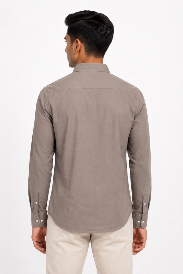 Light Brown Suede Plain Shirt