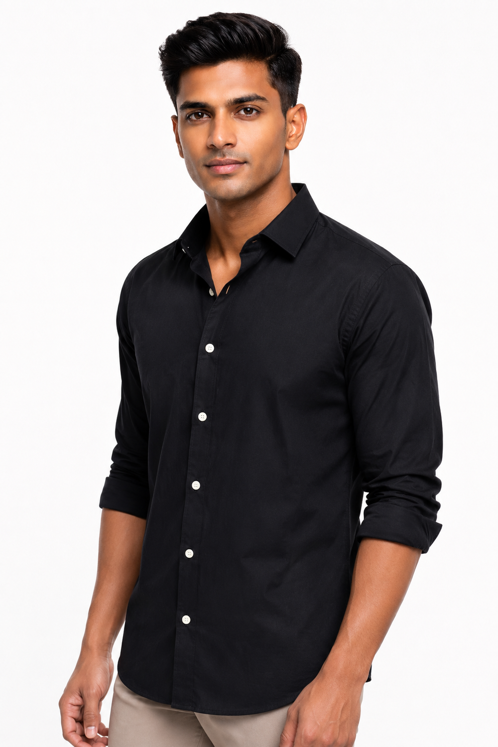 Black Suede Plain Shirt