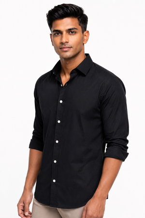 Black Suede Plain Shirt