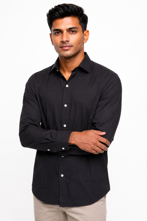 Black Suede Plain Shirt