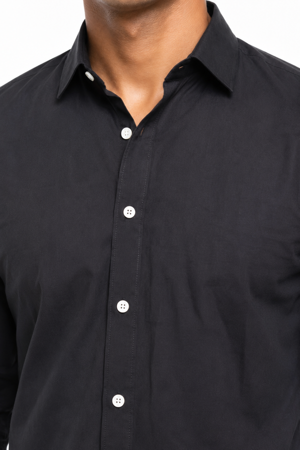 Black Suede Plain Shirt