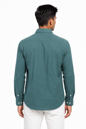 Teal Green Suede Plain Shirt