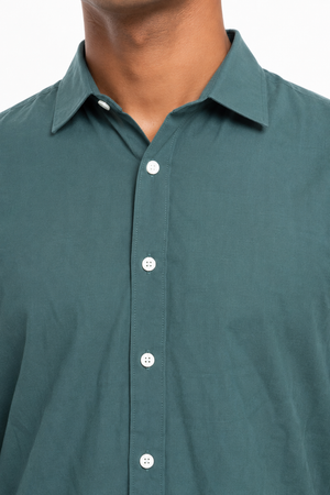 Teal Green Suede Plain Shirt