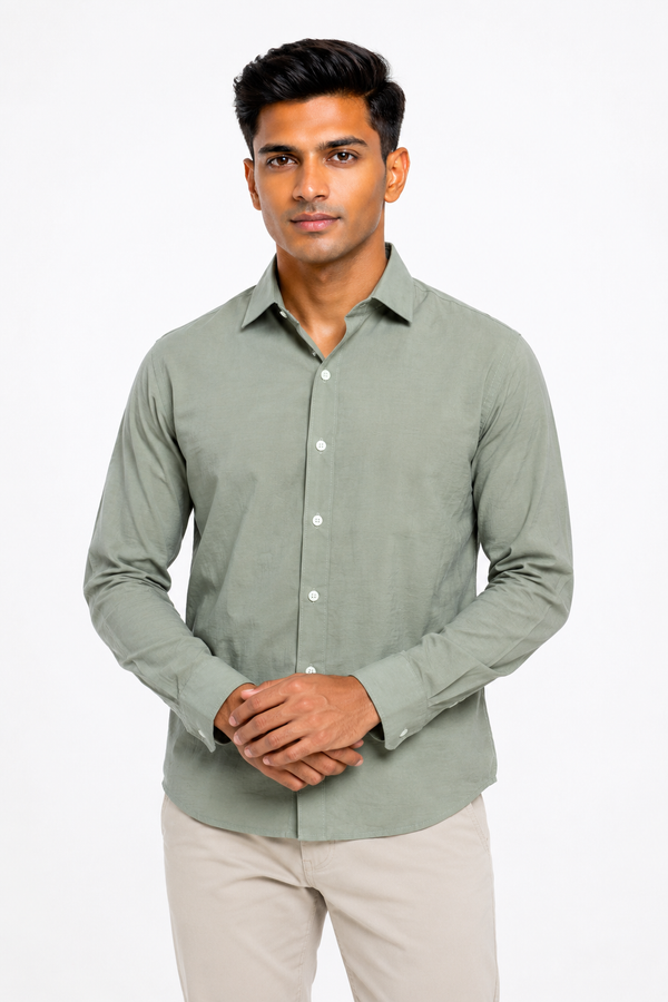 Green Suede Plain Shirt