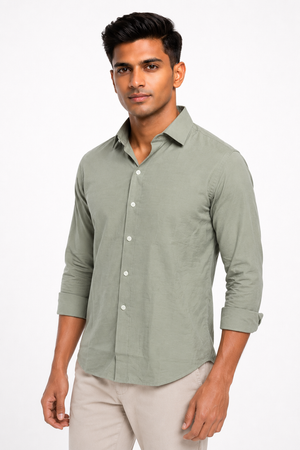 Green Suede Plain Shirt