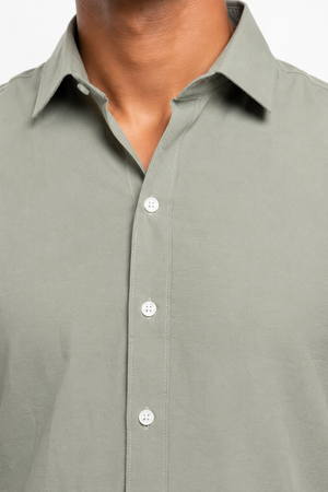 Green Suede Plain Shirt