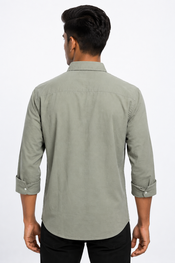 Green Suede Plain Shirt