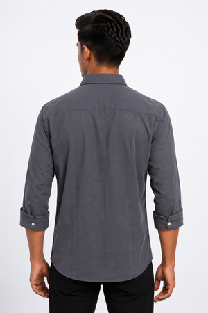 Grey Suede Plain Shirt