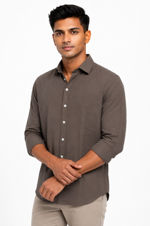 Brown Suede Plain Shirt