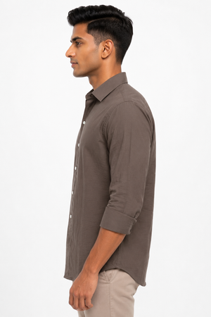 Brown Suede Plain Shirt