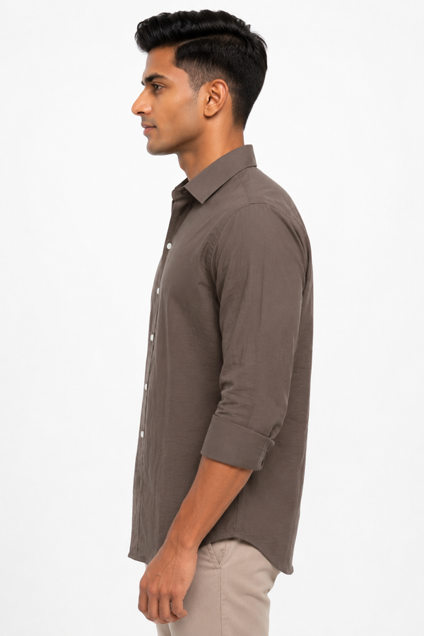 Brown Suede Plain Shirt