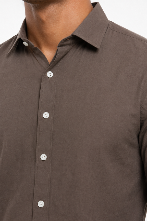Brown Suede Plain Shirt