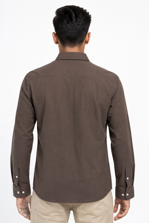 Brown Suede Plain Shirt