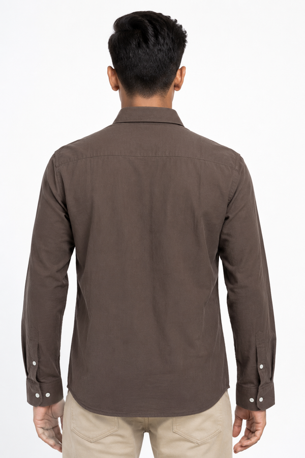 Brown Suede Plain Shirt