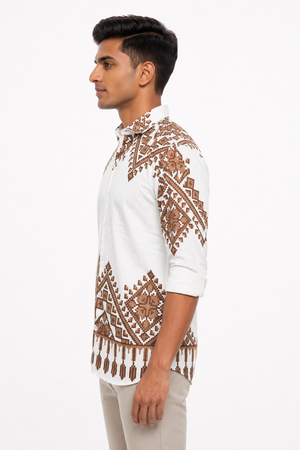 White Tribal Printed Shirt