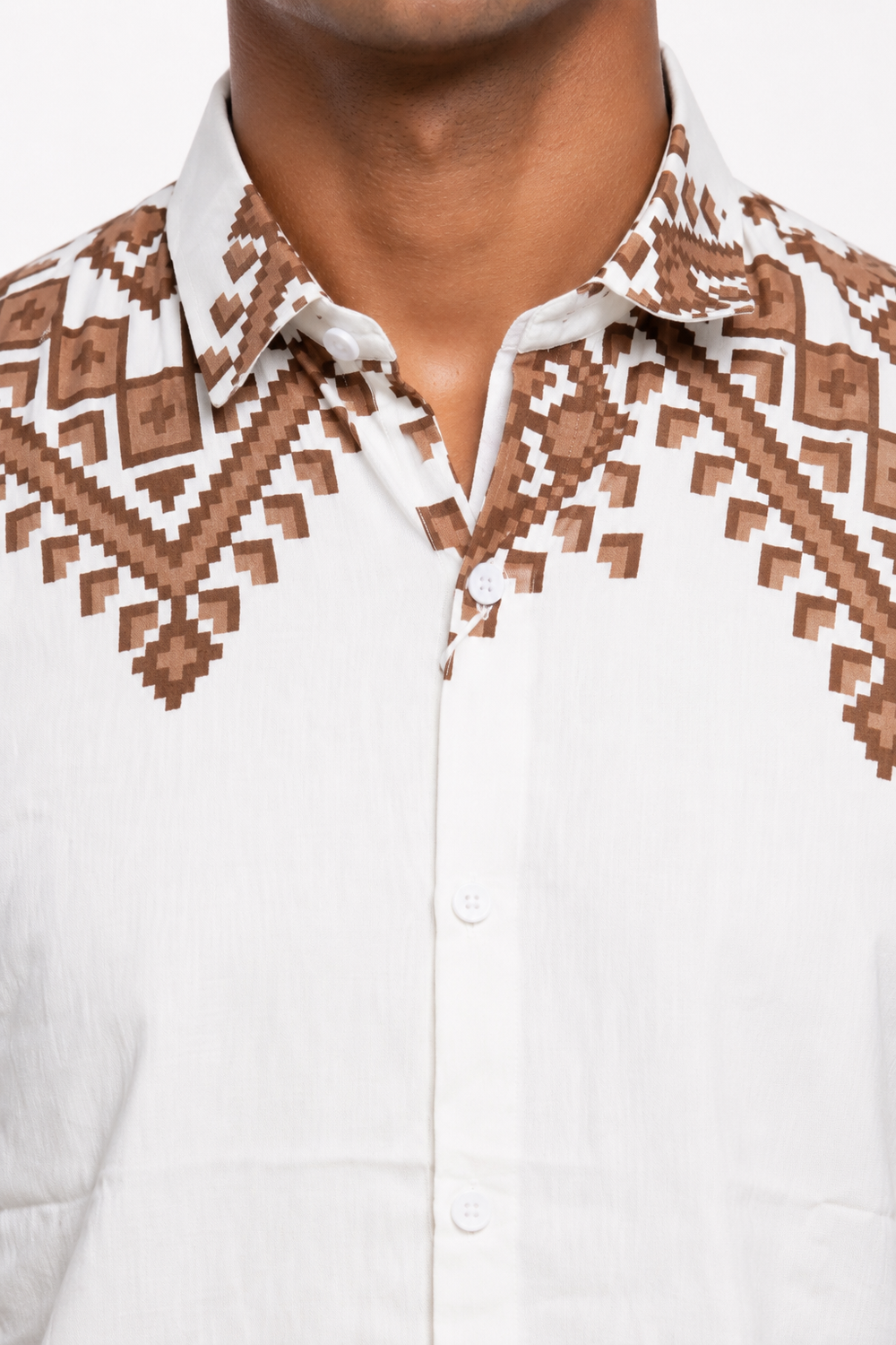 White Tribal Printed Shirt