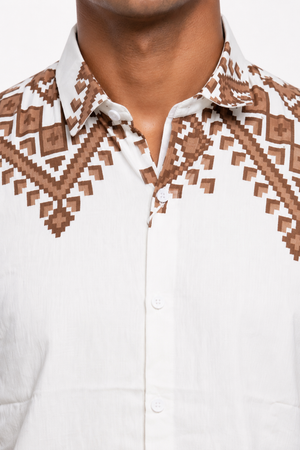 White Tribal Printed Shirt