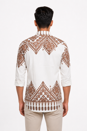 White Tribal Printed Shirt