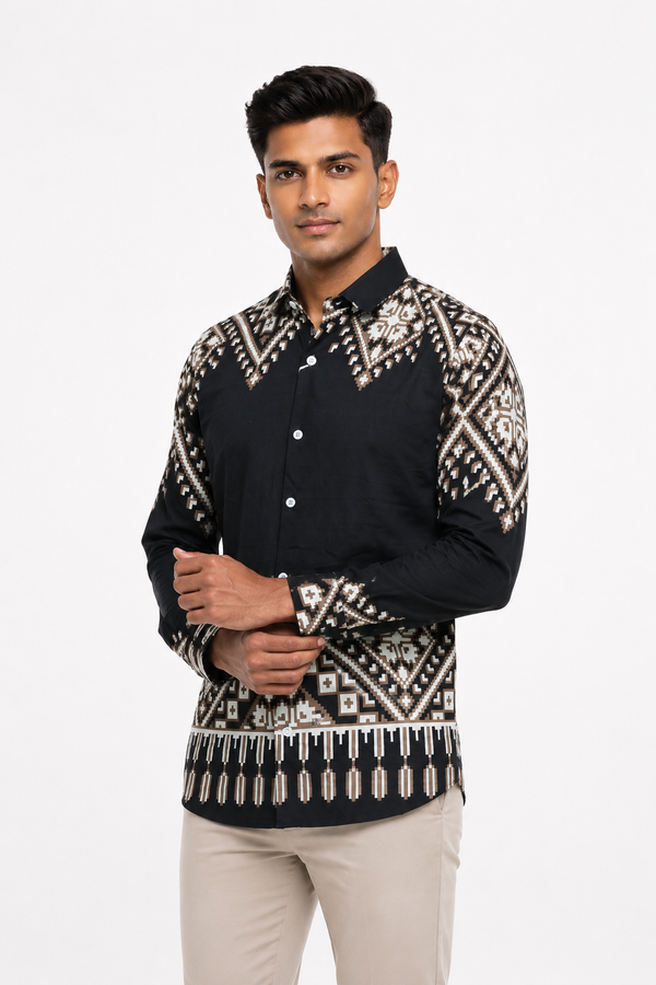 Black Tribal Printed Shirt