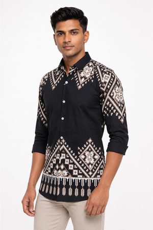 Black Tribal Printed Shirt