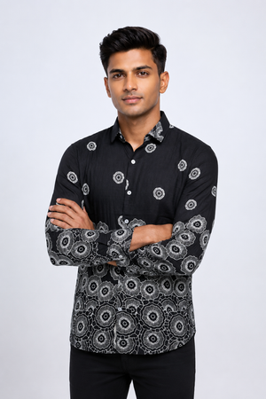 Black Floral Printed Shirt
