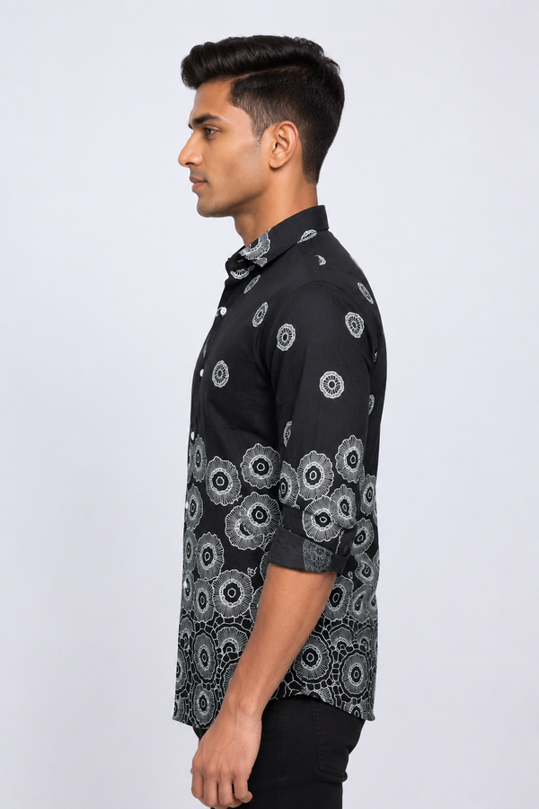 Black Floral Printed Shirt