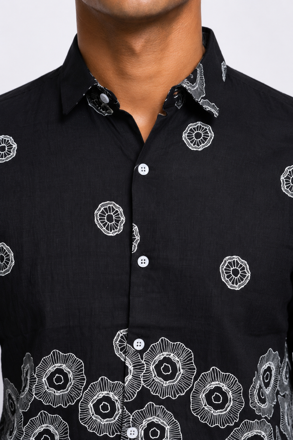 Black Floral Printed Shirt