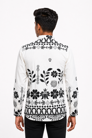 White Botanical Printed Shirt