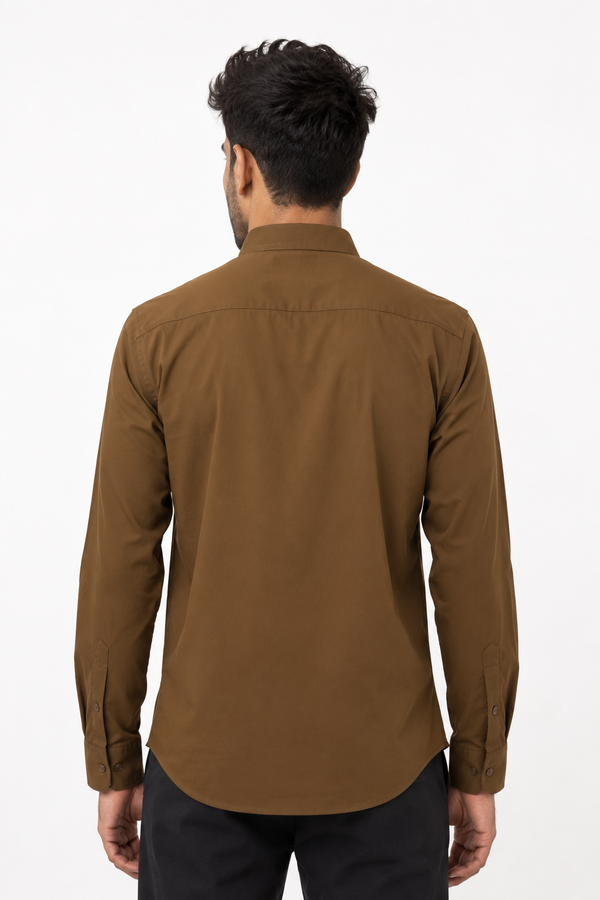 Brown Chinese Collar Shirt