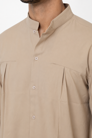 Beige Chinese Collar Shirt
